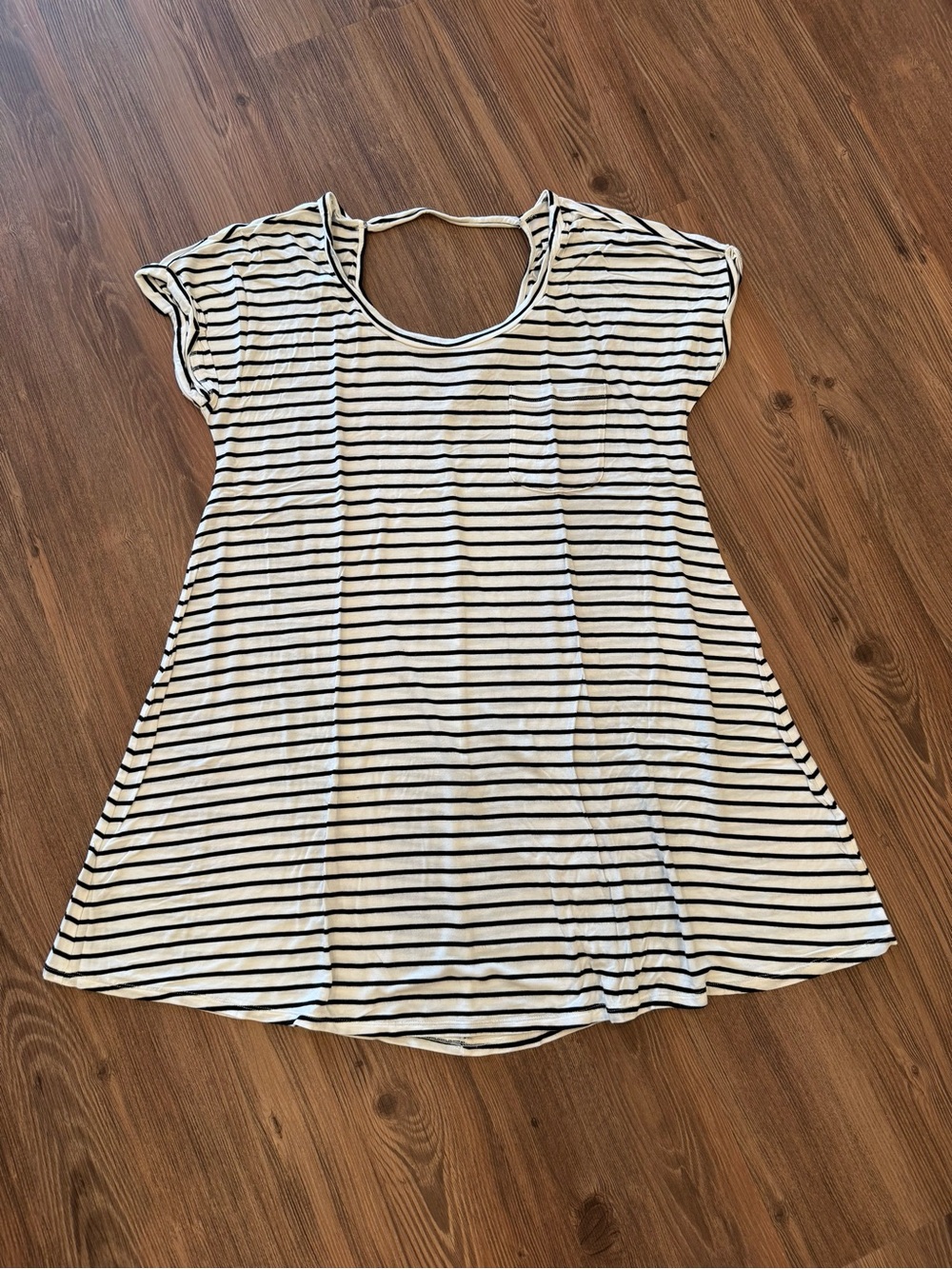 American Eagle Outfitters Striped T-Shirt Dress Black/White Size S
